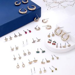 Yellow Chimes Set Of 25 Gold-Plated Contemporary Stud Earrings-18