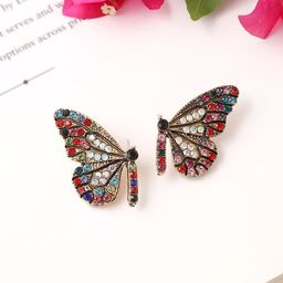 Yellow Chimes Women Gold-Toned & Blue Butterfly Designed Stud Drop Earrings-72
