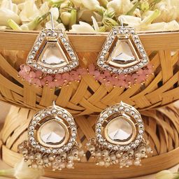 Zaveri Pearls Set Of 2 Gold Plated Austrian Diamonds Drop Earrings-47