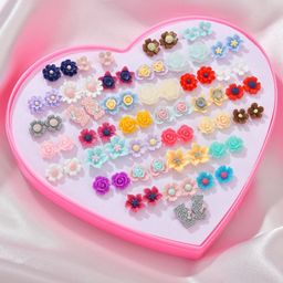 Shining Diva Fashion Set Of 36 Silver-Plated Contemporary Studs Earrings-1