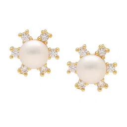 Sri Jagdamba Pearls Dealer Set Of 2 Gold-Plated Beaded Circular Studs image 3