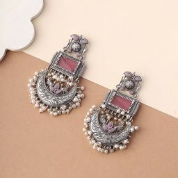 Priyaasi Silver-Plated Contemporary Chandbalis Earrings-image-31
