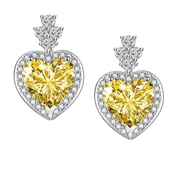 Designs & You Silver Plated Heart Shaped Cubic Zirconia Drop Earings image 2