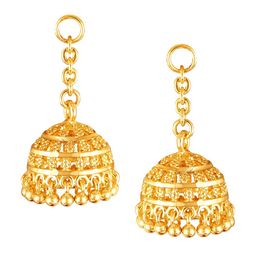 Vighnaharta Pack Of 3 Gold-Plated Floral Studs With Removable Jhumkas image 4