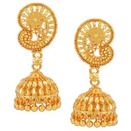Vighnaharta Gold-Plated Dome Shaped Jhumkas image 4