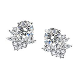 Designs & You Silver Plated Cubic Zirconia Studded Studs Earrings image 2
