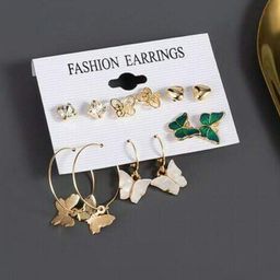DIVASTRI Set of 12 Gold-Plated Artificial Stones and Beads Circular Studs image 4