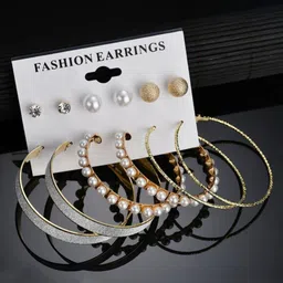 DIVASTRI Set of 11 Gold-Plated Artificial Stones Studded And Beaded Circular Studs image 4