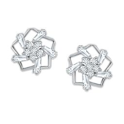 ZINU Silver-Toned & White Contemporary Cubic Zirconia Studs Earrings image 3