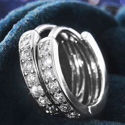 Peora Silver-Plated American Diamond Studded Contemporary Hoop Earrings-41