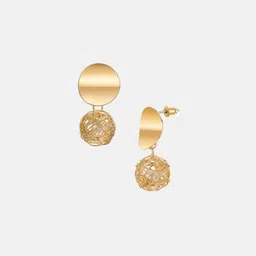 Palli Creation Gold-Plated Circular Pearls Drop Earrings image 4