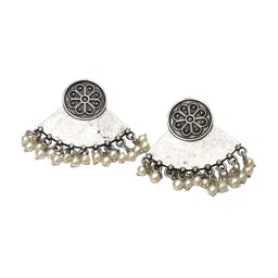 Ozanoo Silver-Plated Contemporary Artificial Stones and Beads Studs Earrings image 2