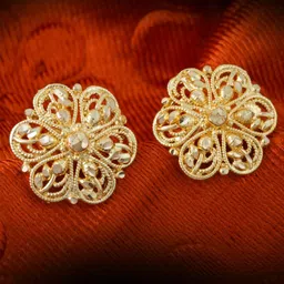 MEENAZ Set Of 4 Gold-Plated Cubic Zirconia Dome Shaped Studs Earrings image 3
