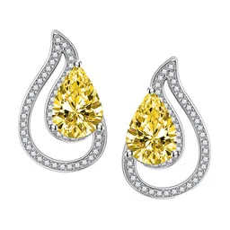 Designs & You Silver-Plated Cubic Zirconia Studded Teardrop Shaped Stud Earrings image 2