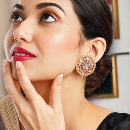 Anouk Gold-Toned Teardrop Shaped Studs Earrings-5