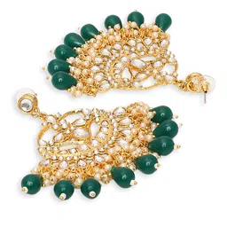 OOMPH Kundan Studded Beads Beaded Crescent Shaped Chandbalis image 2