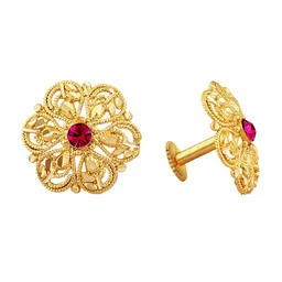 Vighnaharta Set Of 2 Gold-Plated Stud Earrings With Removable Chain Drop image 2