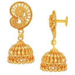 Vighnaharta Gold-Plated Dome Shaped Jhumkas image 2