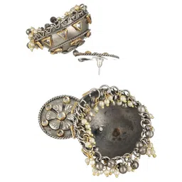 Jazz and Sizzle Silver-Plated Kundan-Studded Dome Shaped Jhumkas image 4