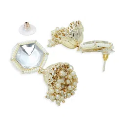 Anouk Gold-Toned Kundan Studded & Beaded Dome Shaped Jhumkas image 2
