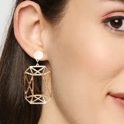 OOMPH Gold-Toned Geometric Drop Earrings-64