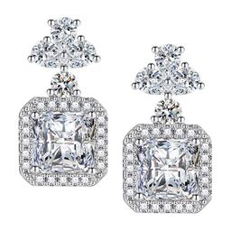 Designs & You Silver-Plated Cubic Zirconia-Studded Square Drop Earrings image 3