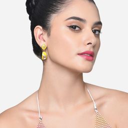 Zaveri Pearls Gold-Plated Contemporary Drop Earrings-54