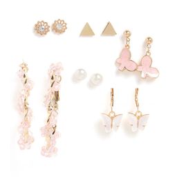 SOHI Set Of 6 Gold-Plated & White Contemporary Drop Earrings image 4
