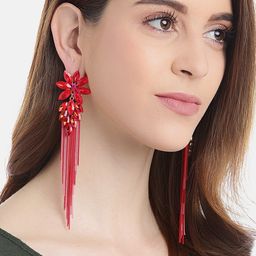 YouBella Women Red Contemporary Drop Earrings-40