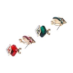 divastri DIVASTRISet Of 2 Gold-Plated Square Shape Artificial Stones Studded Studs image 3