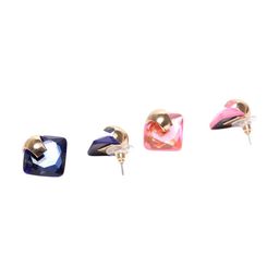 DIVASTRI Set Of 2 Gold-Plated Artificial Stones Studded Diamond Shaped Studs image 3