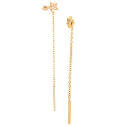 SHAYA 925 Sterling Silver Gold-Toned & White Star Shaped Drop Earrings image 4