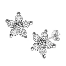 Peora Silver-Plated AD-Studded Floral Studs Earrings image 2