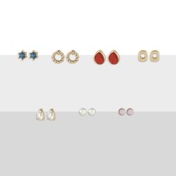 AMI Set Of 25 Gold Plated Studs & Hoop Earrings image 2