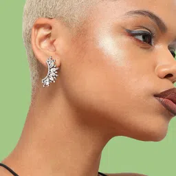SOHI Silver-Plated Contemporary Drop Earrings-image-24