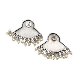 Ozanoo Silver-Plated Contemporary Artificial Stones and Beads Studs Earrings image 3