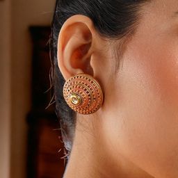 Anouk Gold-Plated Circular Shaped Studs Earrings image 2