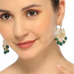 OOMPH Kundan Studded Beads Beaded Crescent Shaped Chandbalis image 4