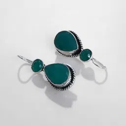 SOHI Silver-Plated Teardrop Shaped Drop Earrings image 2