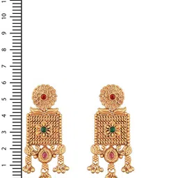 Jazz and Sizzle Gold-Plated Stone-Studded & Beaded Classic Drop Earrings image 4