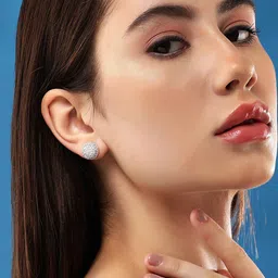 Rubans Silver Plated Circular Stud Earrings with Sparkling CZ Studs image 2