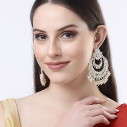 NVR Gold-Plated Kundan-Studded Contemporary Chandbalis-image-12
