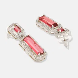ATIBELLE Silver Plated Geometric Cubic Zirconia Drop Earrings image 4