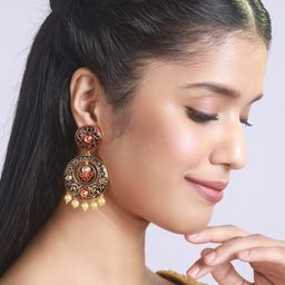 Jazz and Sizzle Black & Red Circular Drop Earrings image 3