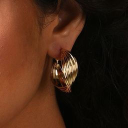 SOHI Gold-Plated Circular Hoop Earrings-34