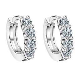 MYKI Silver-Toned Cubic Zirconia Studded Contemporary Hoop Earrings image 4