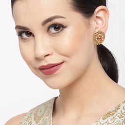 DIVASTRI Gold-Plated Artificial Stones Circular Shaped Studs image 4