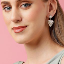 SOHI Gold-Plated Contemporary Drop Earrings-image-49