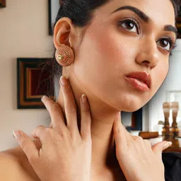 Anouk Gold-Plated Circular Shaped Studs Earrings image 3