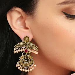 OOMPH Antique Stones & Beaded Drop Earrings-41